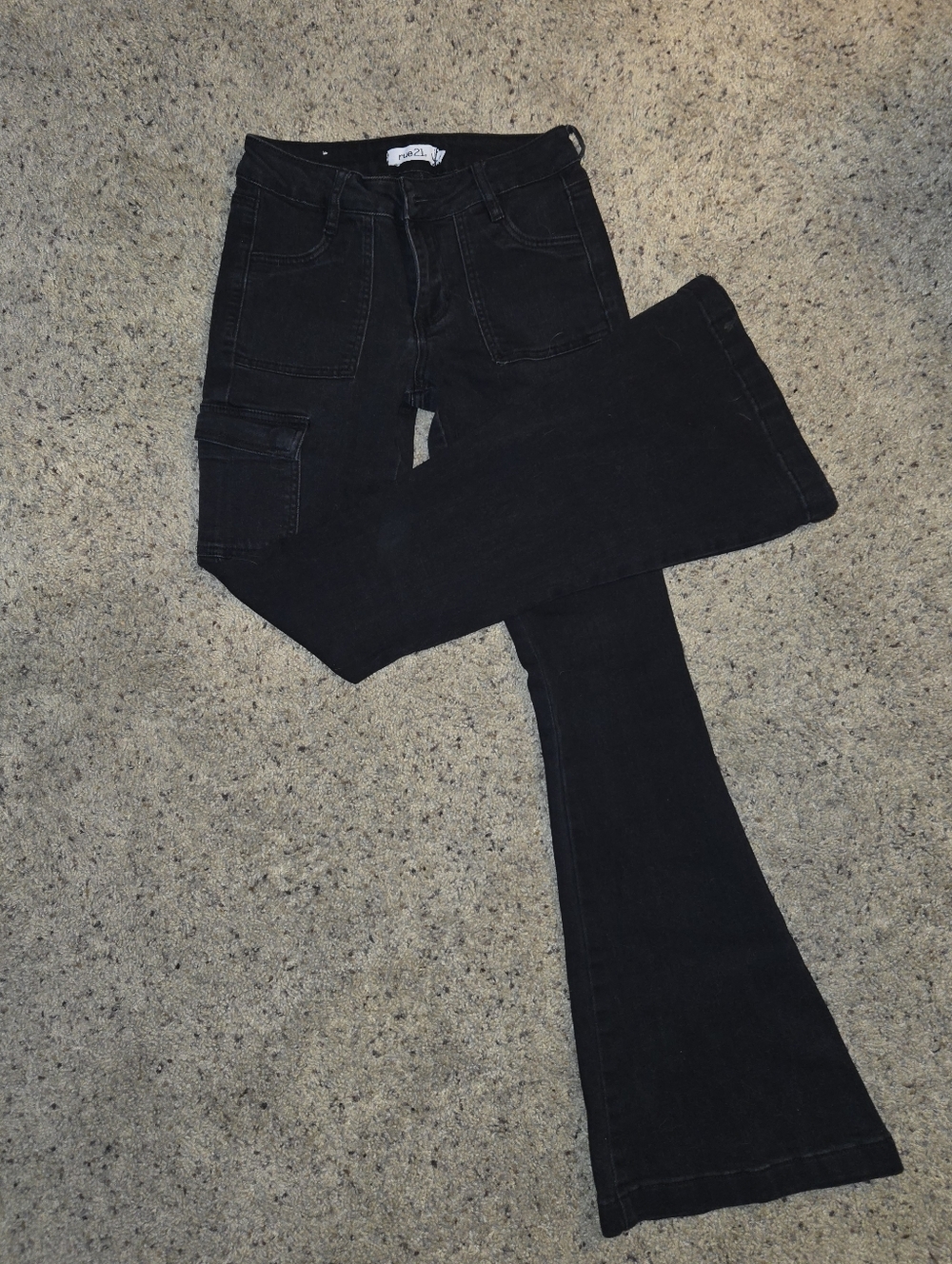Rue21 Black Flare Cargo Jeans